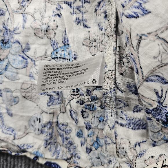 Knox Rose Dress Womens XL Blue Floral Boho Peasant Tassel Puff Sleeve Cottage - Picture 5 of 6